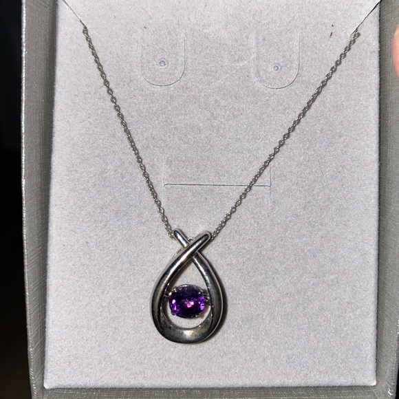 People’s Silver Amythest Stone Necklace - Picture 1 of 7
